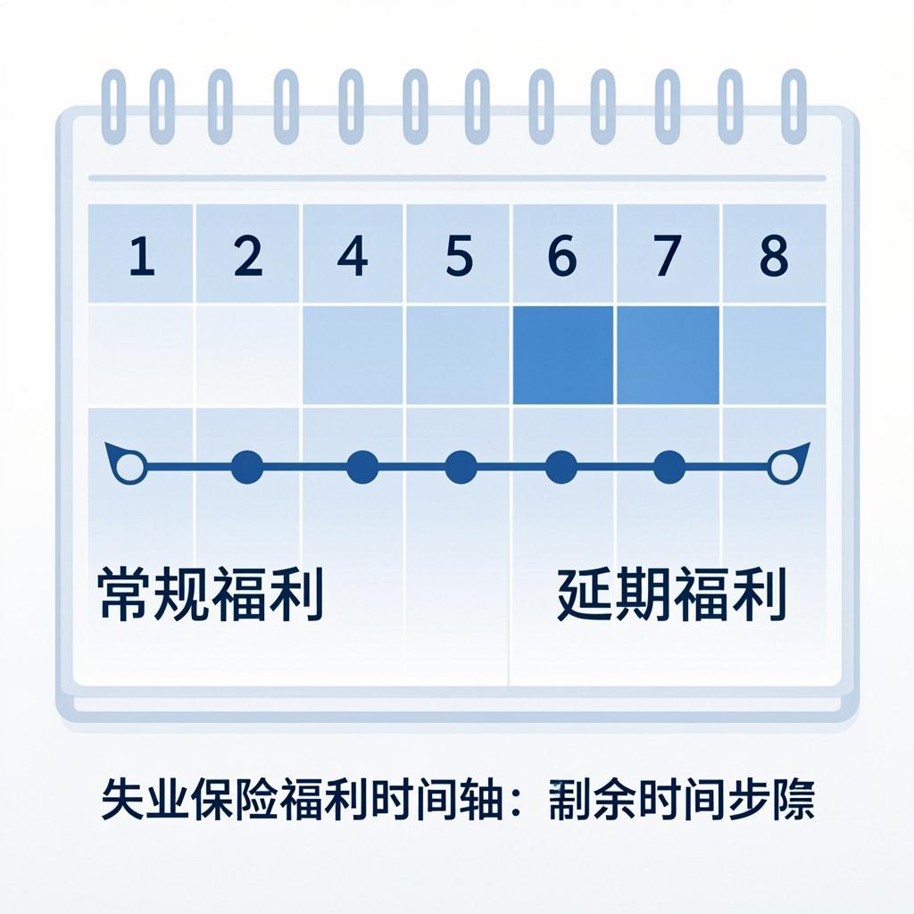Timeline showing phases of unemployment benefits from regular to extensions