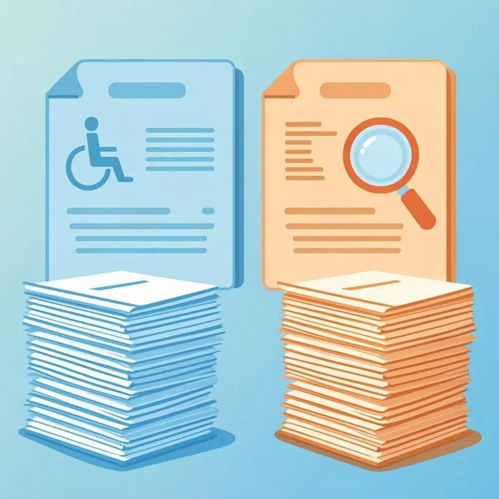 Comparison of disability and unemployment benefit documents