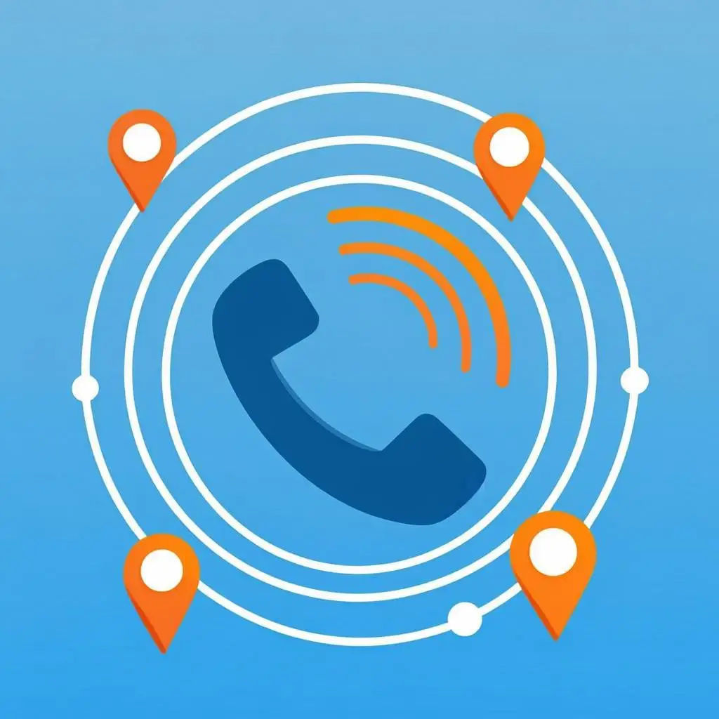 Phone and location markers representing state-by-state unemployment phone filing