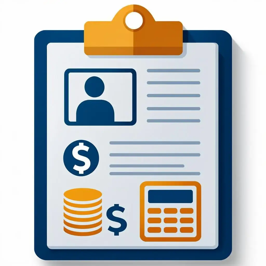 Infographic checklist showing document categories needed for unemployment application
