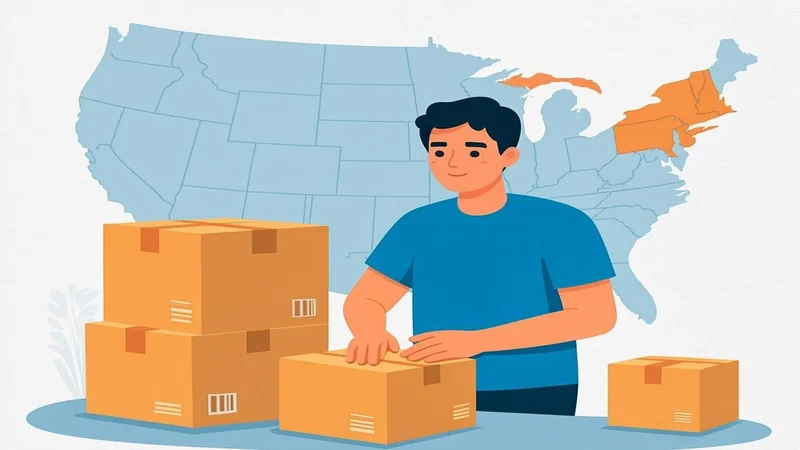 Moving boxes with US map showing interstate unemployment claim process
