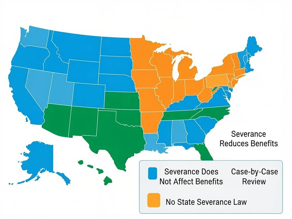 State-by-state severance pay rules map for unemployment benefits