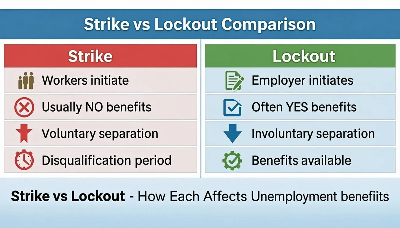 Strike vs lockout comparison for unemployment eligibility
