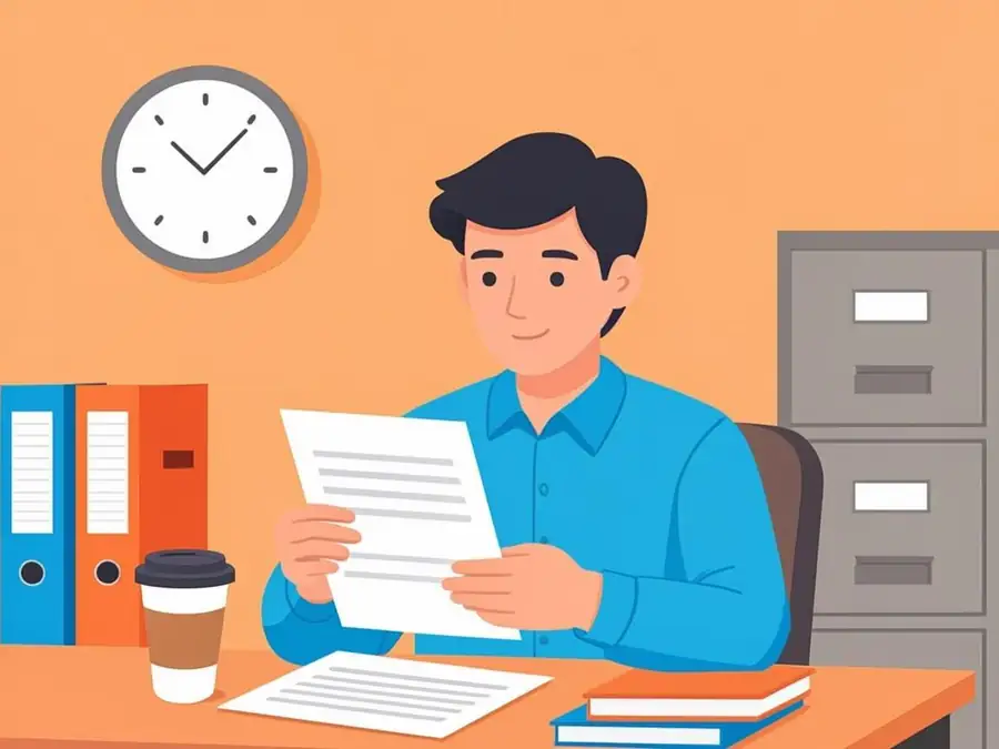 Person reviewing benefit duration paperwork and timeline